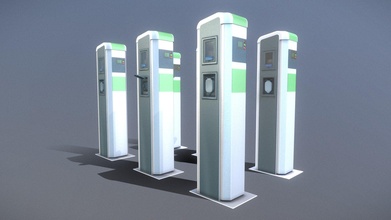 electric vehicle charging station 1 low-poly - buy royalty free 3d model vis-all-3d vis-all 5cff12d 3d print model - Mito3D