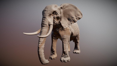 elefante 3d stampabile acquistare royalty gratuito modello Tremotino scolpire bestia stampa mammifero grande africano Stampa statua print3d zbrush scultura 3d print model - Mito3D