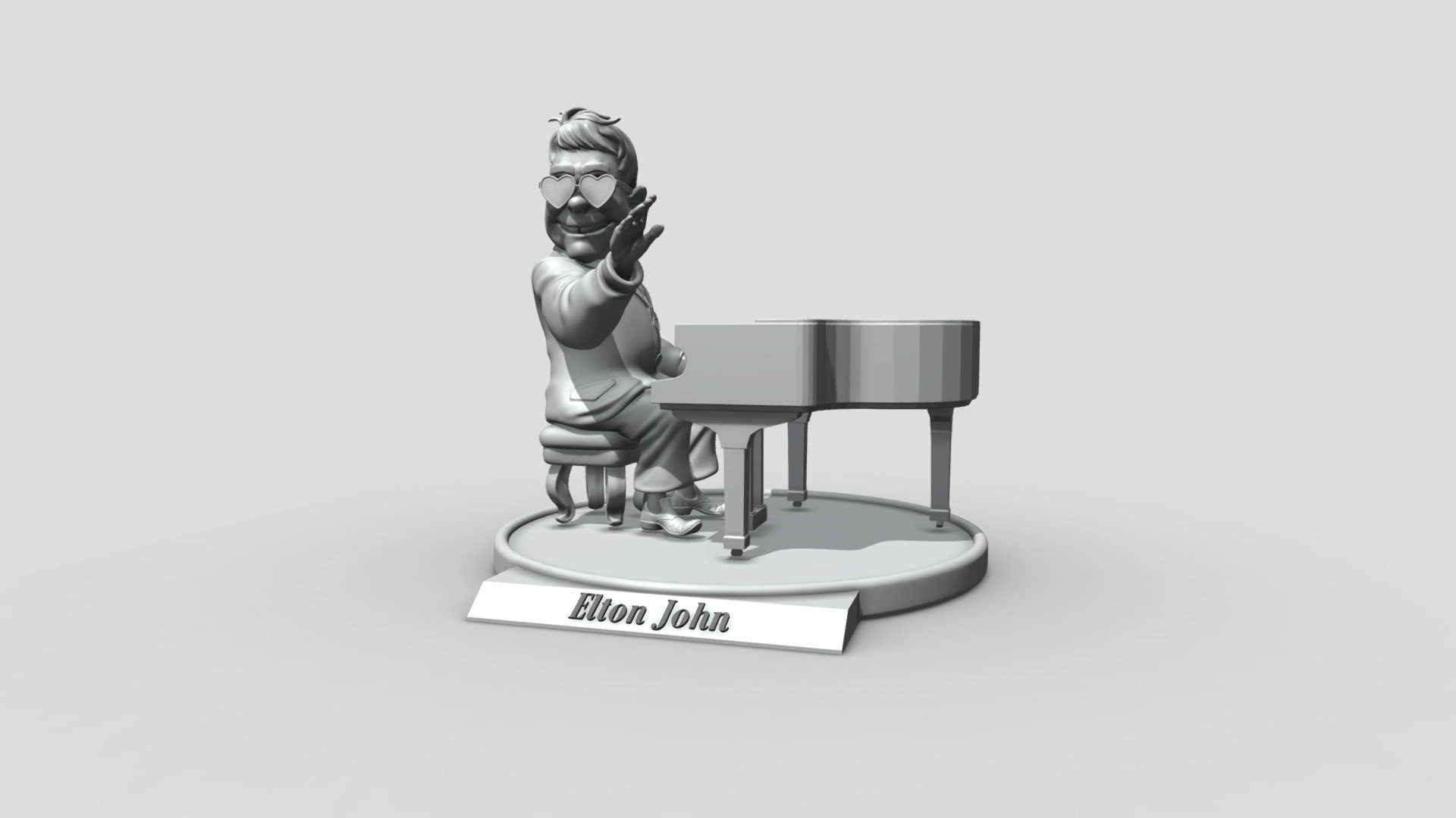 elton John 3d stampa acquistare royalty gratuito modello ronnie yonk stl carattere film figura miniatura obj diorama statua musicista 3dprint pianoforte ender3 Elton 3D print model - Mito3D