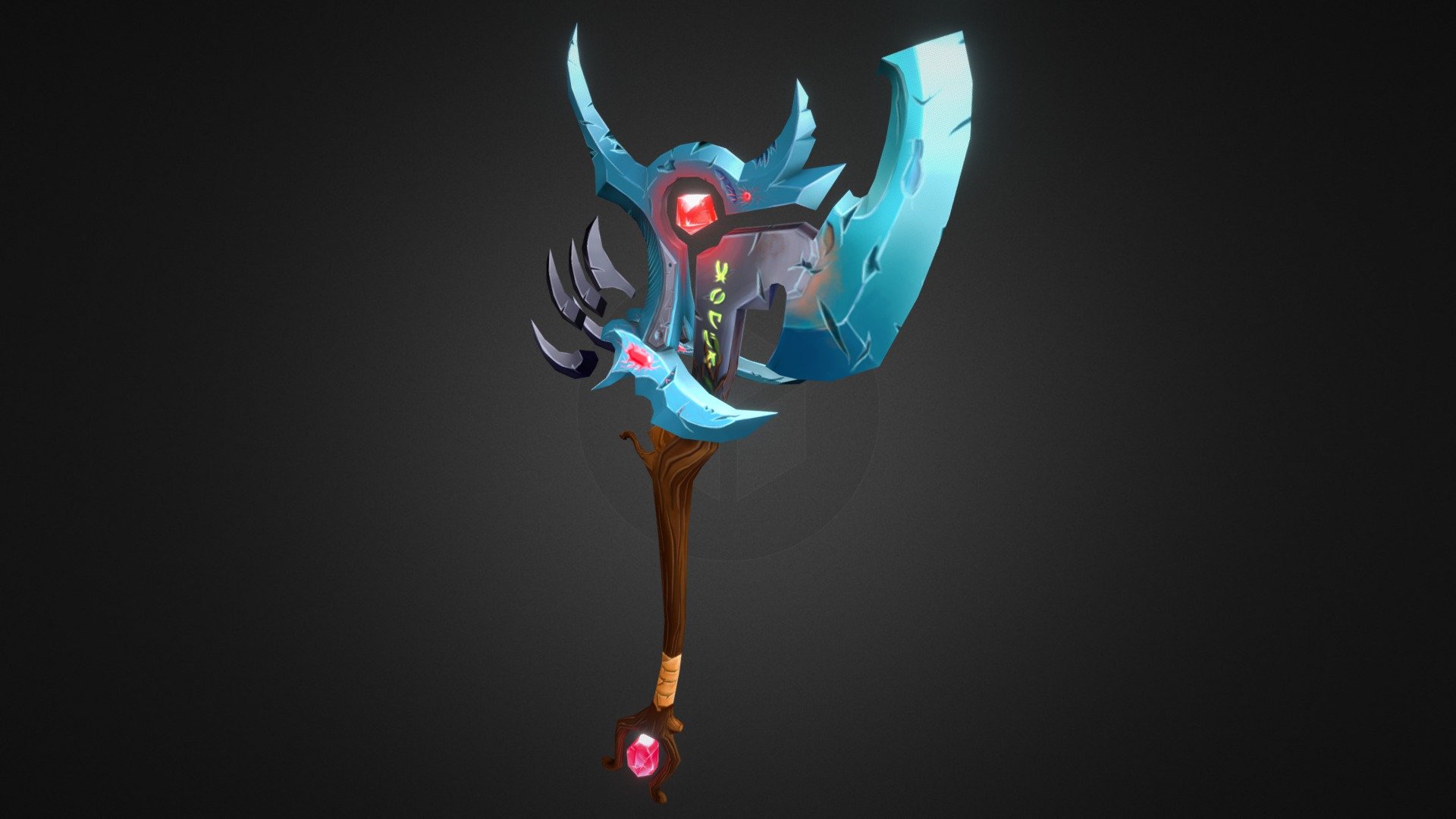 encantado axe - modelo 3d benji benjaminghysdae 0e60a28 juego de art &lsquo weaponcraft&oacute objetivos arma tenía el mismo estilo del mundo warcraft propio diseño pintado a mano texturas textura y listo 3D print model - Mito3D