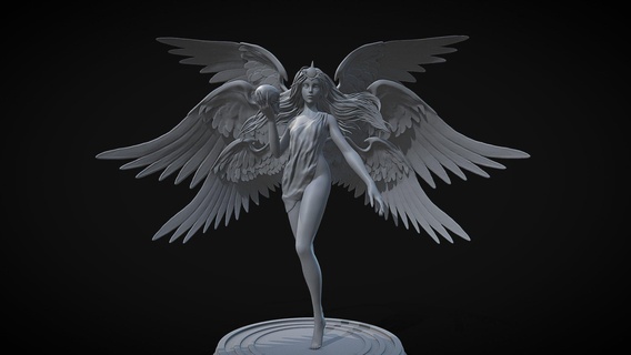 ethereal elegance angel death - 3d printing buy royalty free model omassyx stl garden 3dprintable wings deco decorative 3dprinting statue archangel seraphine character skull female decoration 3d print model - Mito3D