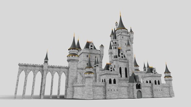 fantasy castle 002 - buy royalty free 3d model giimann 7fd6a1d detailed scene made up 35 indivudual blocks can used kitbash your own configuration interior not included height approx 178 meters 3d print model - Mito3D