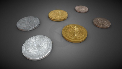 fantasy designed coins - gold silver copper download free 3d model kigha 71a3526 simple low-poly models currency setting made practice making less tris look better improved texturing designs not mine credit go coin which can located here https wwwfantasycoincom again strictly uploading my friend&rsquo s soon local dnd group game-ready unity unreal engine godot etc 3d print model - Mito3D