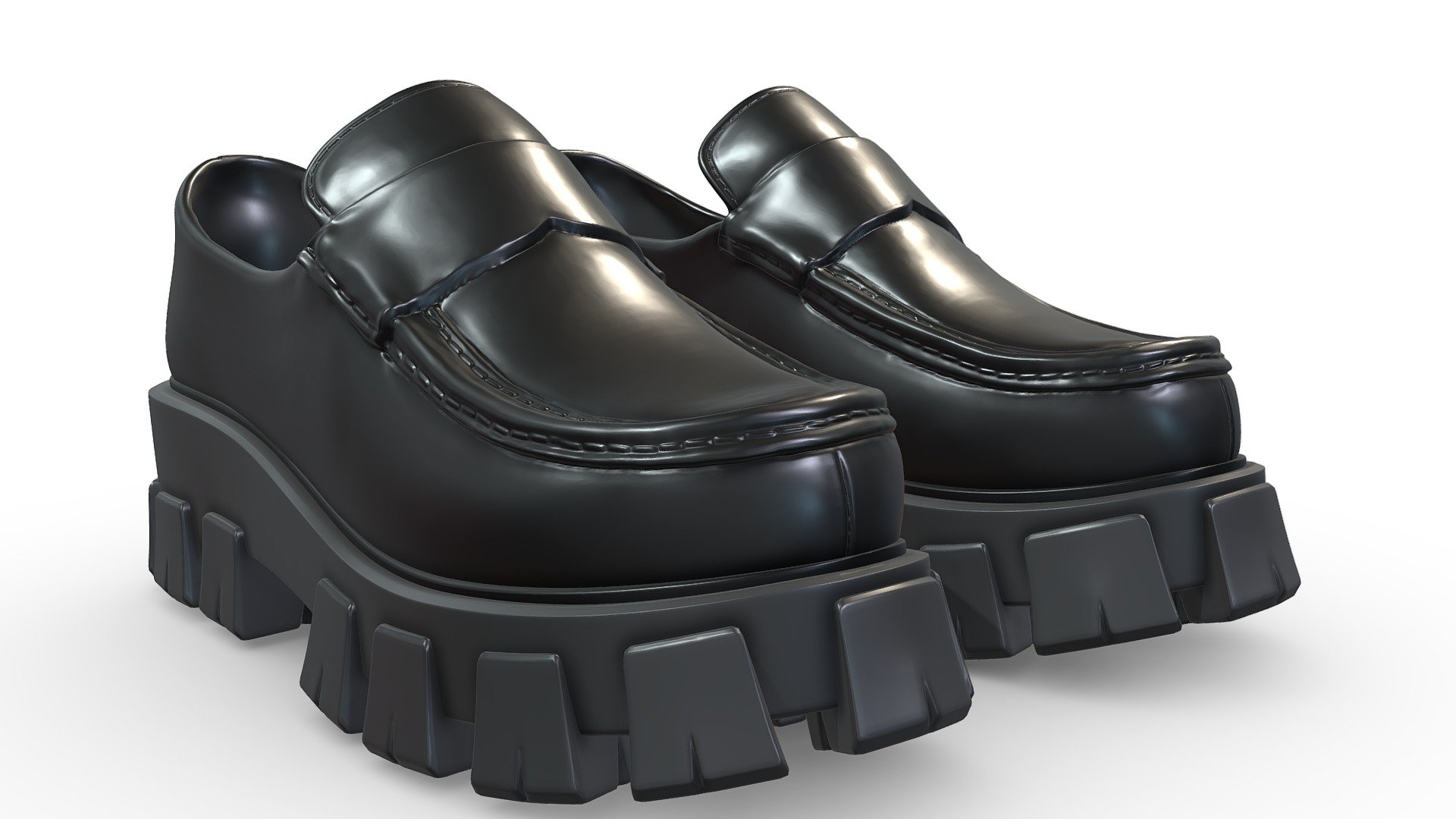 fashion leahter loafers shoes high poly mesh - buy royalty free 3d model vincent vincentpage secondlife young boots trainer print woman miltary prada streetwear girl clothing black 3D print model - Mito3D