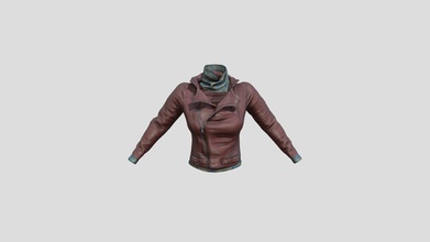 fbx obj brown leather jacket scarf - buy royalty free 3d model 3dia cc6fbb4 3d print model - Mito3D