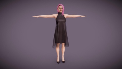 kadın siyah elbise 3d model simge yönlendirici d019615 3d print model - Mito3D