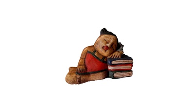 fermalibri legno - 3d modelo raffaellaraimondi 6239222 rappresentante una donna appoggiata sui libri luogo di provenienza áfrica larghezza 15 cm altezza 12 3d print model - Mito3D