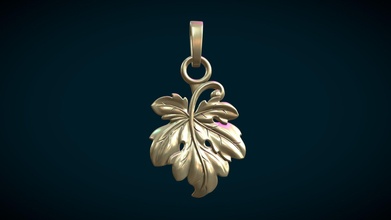 fig leaf charm pendant - buy royalty free 3d model skazok 920c12a 3d print model - Mito3D