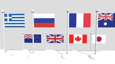 flag pole collection - buy royalty free 3d model philip storm xingyun777 france japan exterior countries country architectural newzealand greece canada festival uk russia outdoor banner flags austra 3d print model - Mito3D