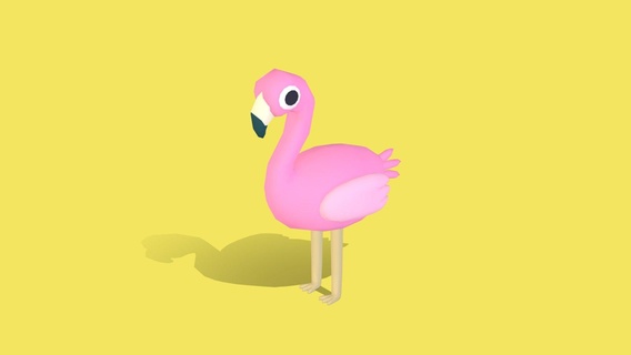 flamingo - quirky wacky series buy royalty free 3d model omabuarts studio toon cute animals pack safari low-poly animated simple rigged 3d print model - Mito3D