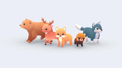 forest animals - wild series buy royalty free 3d model polydactyl omabuarts 296f4c5 collection mobile ready asset preview ar vr bear deer fox red panda wolf modeled textured rigged animated blender 278 features texture size 64x64 pixels 4 levels detail high medium small tiny 8 extended animations including left & right variance walk run enquiries leave us email gmailcom website omabuartscom 3d print model - Mito3D