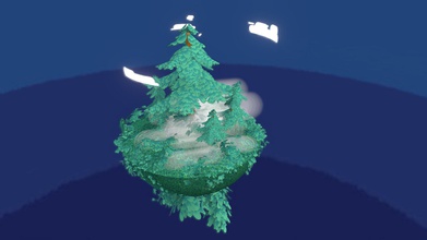 forest grows - download free 3d model wormsnack cf8f8f2 image description diorama set floating hemisphere stylized trees bushes clouds fog moves back forth between rotate around top parts large central tree background made rings deep blue getting darker bottom lighter towards tiny world ever drifts while circle above all quiet rest here among leaves 3d print model - Mito3D