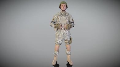 fully equipped american soldier 139 - buy royalty free 3d model deep3dstudio 27d6f54 true human size detailed brave dressed military uniform captured casual pose perfectly matching variety architectural visualization background character reconstruction performance etc product ready immediate use visualisations further render sculpting zbrush technical characteristics digital double scan decimated 100k triangles sufficiently clean pbr textures 4k diffuse normal specular maps non-overlapping uv map download package includes cinema 4d project file redshift shader well obj fbx files which applicable 3ds max maya unreal engine unity blender all you may find tex folder included into main archive more scans released every week everything 3d print model - Mito3D