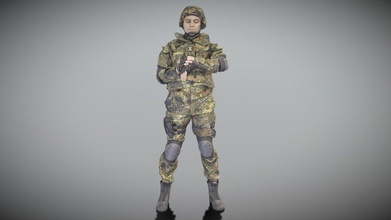 fully equipped soldier checking time 264 - 3d model deep3dstudio 1a4f2d3 3d print model - Mito3D
