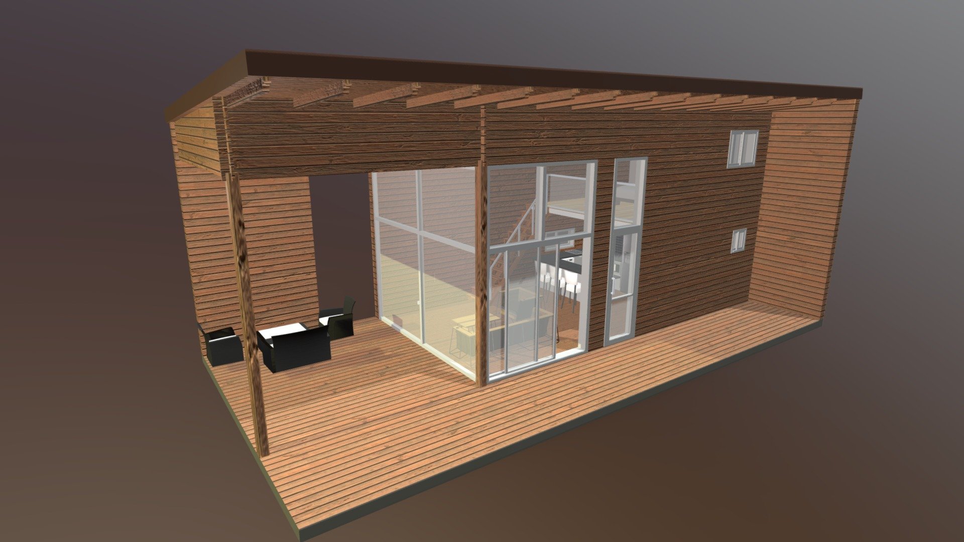 furnished contemporary modular container house - 3d model deklox ae2b222 3D print model - Mito3D