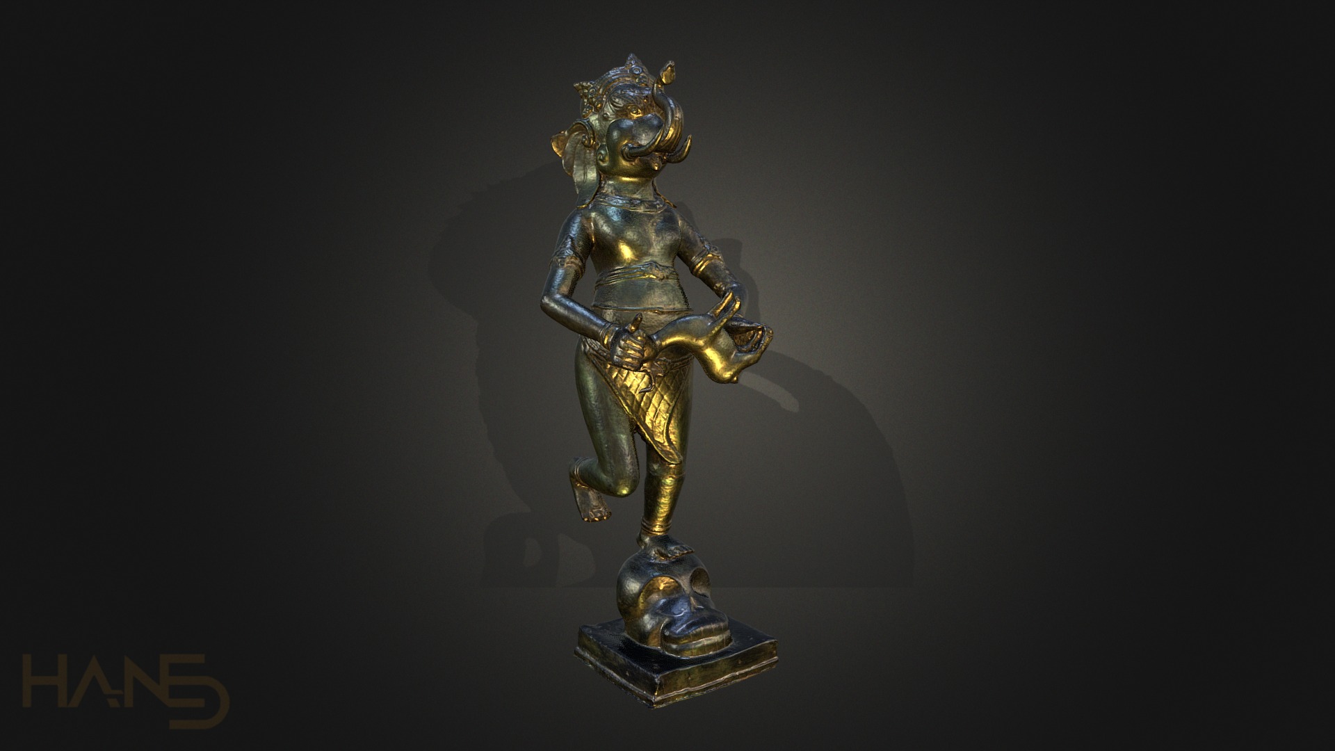 Ganesha Schädel Kaufen Lizenzgebühren frei 3d Modell Kasper Bronze Stütze Indien Thailand Statue Religion Indonesien Buddhismus Ganesh Hindu Ganapati Hinduismus Vinayaka binayak 3D print model - Mito3D