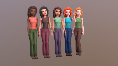 girl material variations - buy royalty free 3d model tizeta 72f39dd character 5 shape keys set basic rig texture color roughness specular normal 2k 3d print model - Mito3D