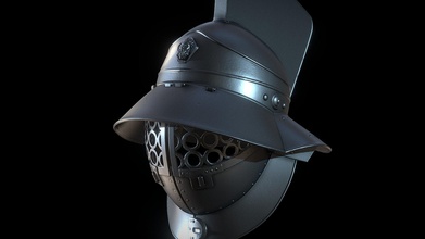 gladiator helmet - murmillo buy royalty free 3d model omassyx armor armour warrior empire helm entertainment arena roman sport 3d print model - Mito3D