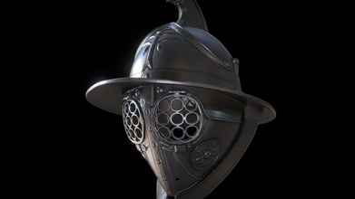 gladiator helmet - thraex buy royalty free 3d model omassyx stl armor armour games warrior empire 3dprinting hemet coloseum 3d print model - Mito3D