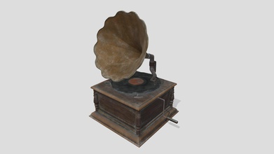 gramophone - download free 3d model oscarww 3bf4b9d created antique gramphone 3ds max textured substance painter 3d print model - Mito3D