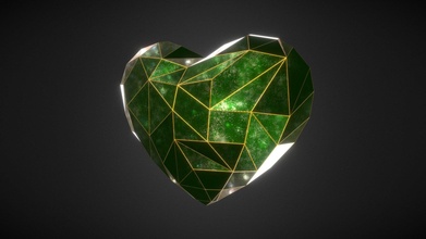 green crystal heart - buy royalty free 3d model behnam gbehnamg e0a625c 3d print model - Mito3D