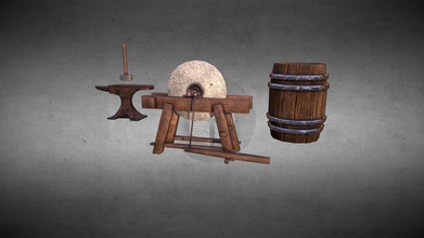 grindstone anvil barrel hammer kit - buy royalty free 3d model filip filiphansnyberg 37d3610 consisting perfect game smithy each item their own textures low poly made blender 3d print model - Mito3D