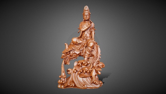 guanyin sitting monster - buy royalty free 3d model cgtomy buddha anatomy crafts wooden japan 3d-scan chinese asian-art buddhist-art photoscan photogrammetry decoration 3d print model - Mito3D