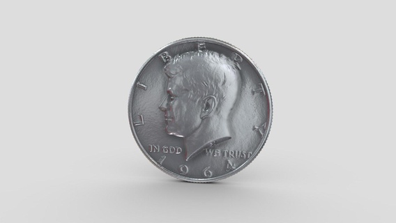 half dollar coin - kennedy 1964 buy royalty free 3d model europac3d center silver f 50 john 90 3d print model - Mito3D
