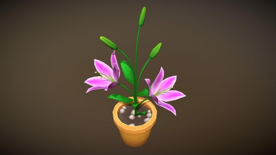hand painted lily - 3d model alec cameron alcapwn44 969227f low poly done 256x256 texture 3d print model - Mito3D