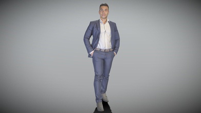 handsome man darkblue suit walking 210 - buy royalty free 3d model deep3dstudio 7fe5975 3d print model - Mito3D