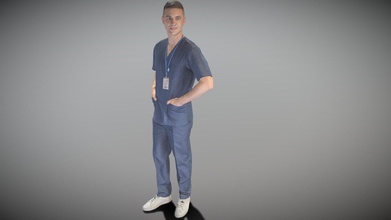 handsome surgical doctor smiling 126 - buy royalty free 3d model deep3dstudio 213b62e true human size detailed adult man caucasian appearance dressed uniform surgeon captured casual pose perfectly matching variety architectural visualization background character product eg advert banners professional products devices presentations etc ready immediate use visualisations further render sculpting zbrush technical characteristics digital double scan decimated 100k triangles sufficiently clean pbr textures 8k diffuse normal specular maps non-overlapping uv map download package includes cinema 4d project file redshift shader well obj fbx files which applicable 3ds max maya unreal engine unity blender all you may find tex folder included into main archive more scans released every week everything 3d print model - Mito3D