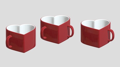 heart shaped coffee cup collection - buy royalty free 3d model philip storm xingyun777 drink food cute espresso household love beverage kitchenware houseware caffeine girl cartoon lowpoly poly 3d print model - Mito3D