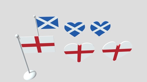 cuore forma Inghilterra Scozia bandiera acquistare royalty gratuito 3d modello philip tempesta xingyun777 mondo simbolo esterno nazione governo Britannico decorativo uk nazionale regno pubblico Modelli Inglese unito polo vari cartone animato 3d print model - Mito3D