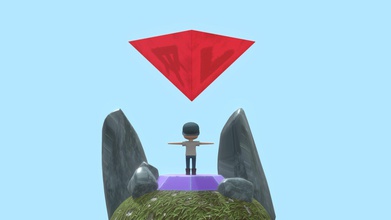 hidden glyph - 3d model benjamin lloyd s1906484 929458f ancient lost time discovered dreamer followed his calling find it attempted cartoon-y artstyle particularly character have drawn some inspiration steven universe pyramid platform standing on 3d print model - Mito3D