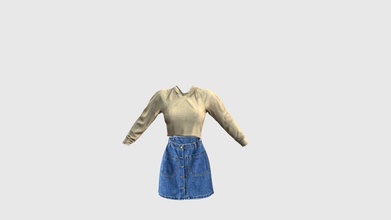 hooded crop sweat mini denim skirt outfit - buy royalty free 3d model 3dia f5866b2 3d print model - Mito3D