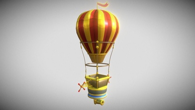 hot air balloon - hand-painted buy royalty free 3d model nextsteprpg 8637ff9 toon painted ready cartoon game poly mobile stylized hand 3d print model - Mito3D