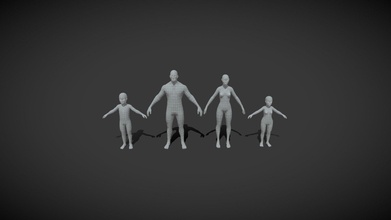 humano corpo base malha 3d modelo família pacote Comprar realeza livre 3ddisco anatomia criança pernas tronco braços cabeça mulher 3d print model - Mito3D