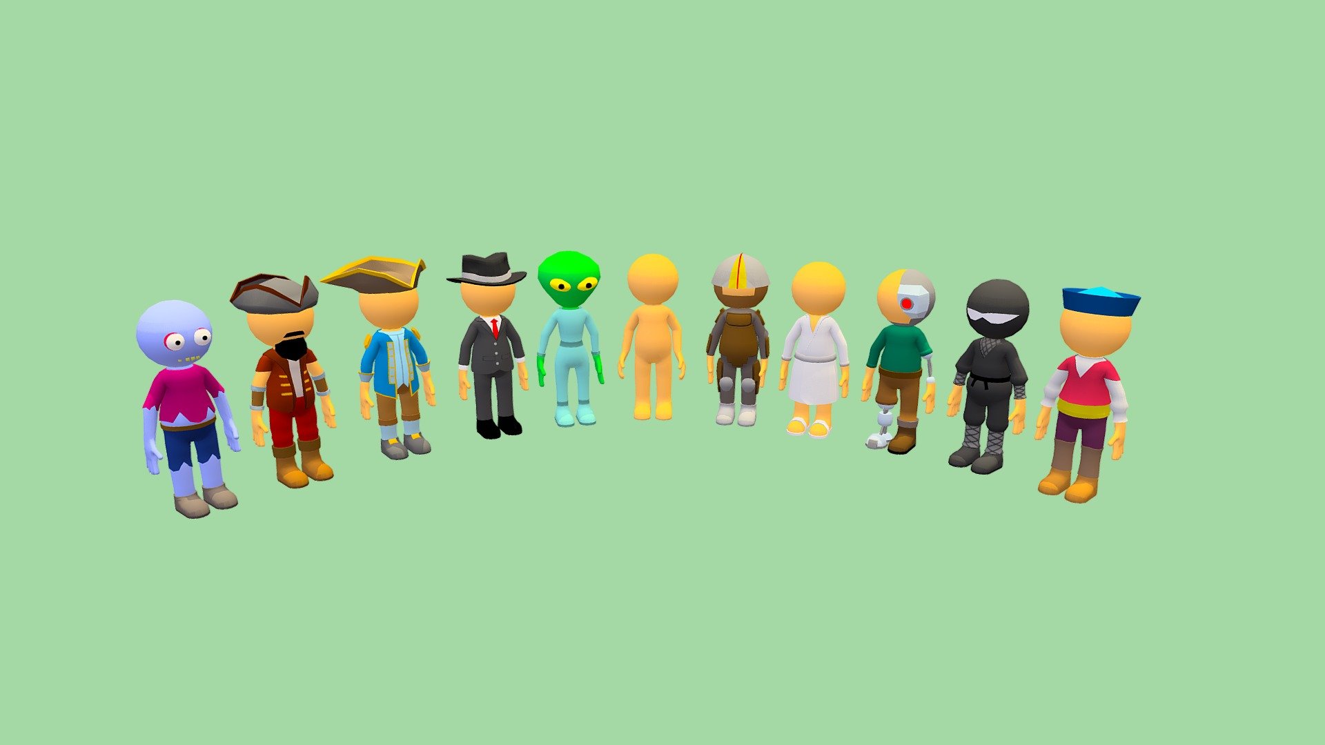 hyper-casual characters pack 4 - buy royalty free 3d model chester9292 7c38600 3D print model - Mito3D