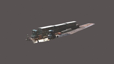hythe pier train - 3d model f1xer 58a6494 captured photogrammetry 2020 has been running south side since 1922 line just over 600 metres length passenger service end currently comprises one locomotive propelling three cars four-wheel flat car baggage last driving cab so can driven both ends second seen adjacent but had some parts removed nearby turnout allows locomotives maintained workshop old photo below taken around 1933 there other local models https sketchfabcom including brush more detail cad drawing 3d print model - Mito3D