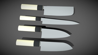 Japonais couteaux code 39 admet santoku sashimi acheter royalties libre 3d modèle blumbum productions e820109 3d print model - Mito3D