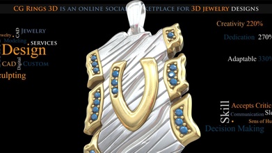 jewelry pendant letter - 3d cad buy royalty free model cg rings cgrings3d 76739e5 3d print model - Mito3D