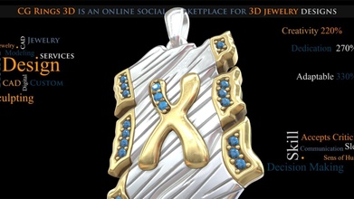 jewelry pendant letter - 3d cad buy royalty free model cg rings cgrings3d 771b914 3d print model - Mito3D
