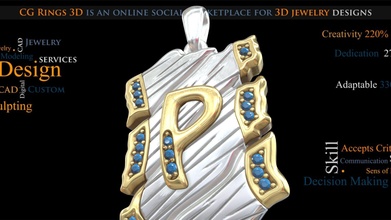 gioielleria pendente lettera 3d cad acquistare royalty gratuito modello cg anelli cgrings3d ce2b5c5 3d print model - Mito3D