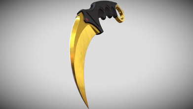 karambit knife gold - buy royalty free 3d model p7po pipo07 441af2d cs go pattern made autodesk maya textured rendered substance painter 3d print model - Mito3D