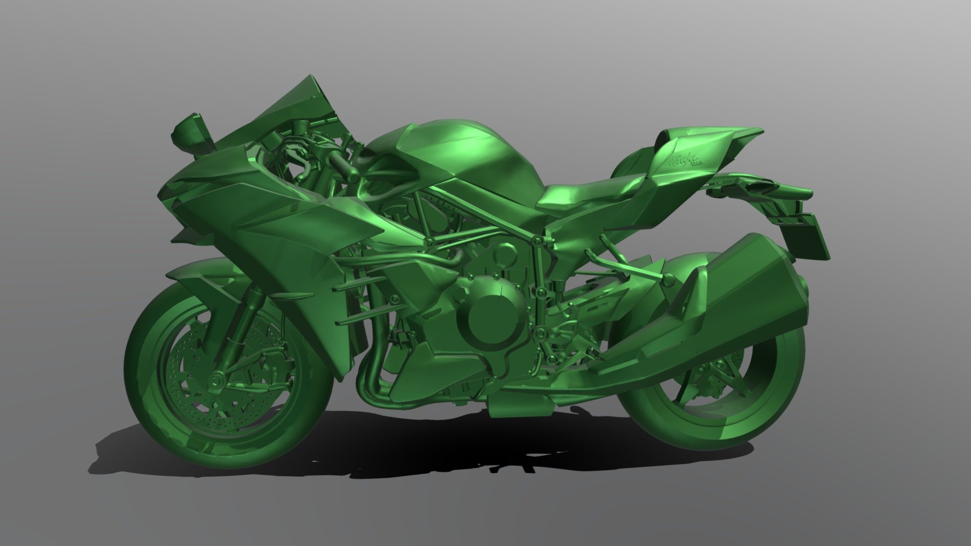 kawasaki ninja h2 3d Stampa stl file acquistare royalty gratuito modello sim3d simulato bicicletta Giappone moto motociclo leggendario disco superbike passatempo 3D print model - Mito3D