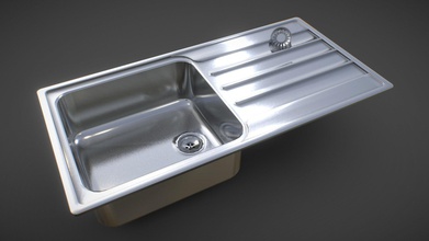 kitchen sink - pbr lowpoly 3d model buy royalty free patrickzhiaran b15403c suitable game asset vr ar ready workflow also realistic renders contains zip file 3 versions every format beveled subdivision smooth shading unbeveled intended background object unsuitable subdiv but smaller amount vertices subdivided advance tailored textures multiple resolutions like 2k 4k metalness such diffuse metallic roughness if your software uses glossiness simply invert rgh map normal both opengl directx maps additional preview scene camera lights all have uv unwrapping appropriate pivot origin points formats 1 fbx 2 obj dae 4 blend scale real world metric dimension cm 98cm x 49cm 22cm 386 193 87&rsquo &lsquo parts geometry quads few triangles 3d print model - Mito3D