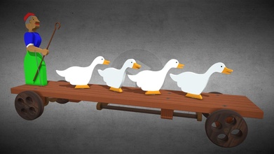 lady flock pulling wooden toy - download free 3d model trinityscsp 302822d 3d print model - Mito3D