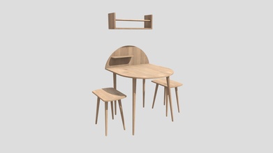 lena solid wood table set 2 - download free 3d model interior interiormodel d7ae891 3d print model - Mito3D