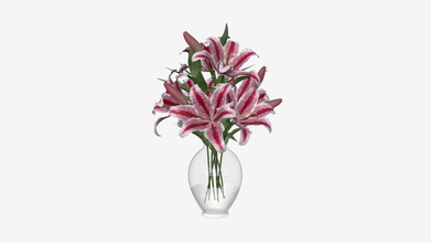 lily bouquet glass vase - buy royalty free 3d model hq3dmod aivisastics 832f12c 3d print model - Mito3D