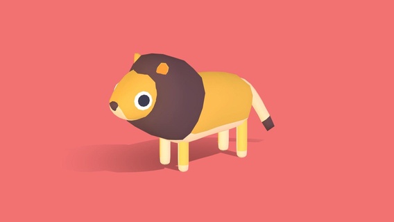 lion - quirky series buy royalty free 3d model omabuarts studio cute vr ar gamedev water lowpoly horse animal simple sea 3d print model - Mito3D